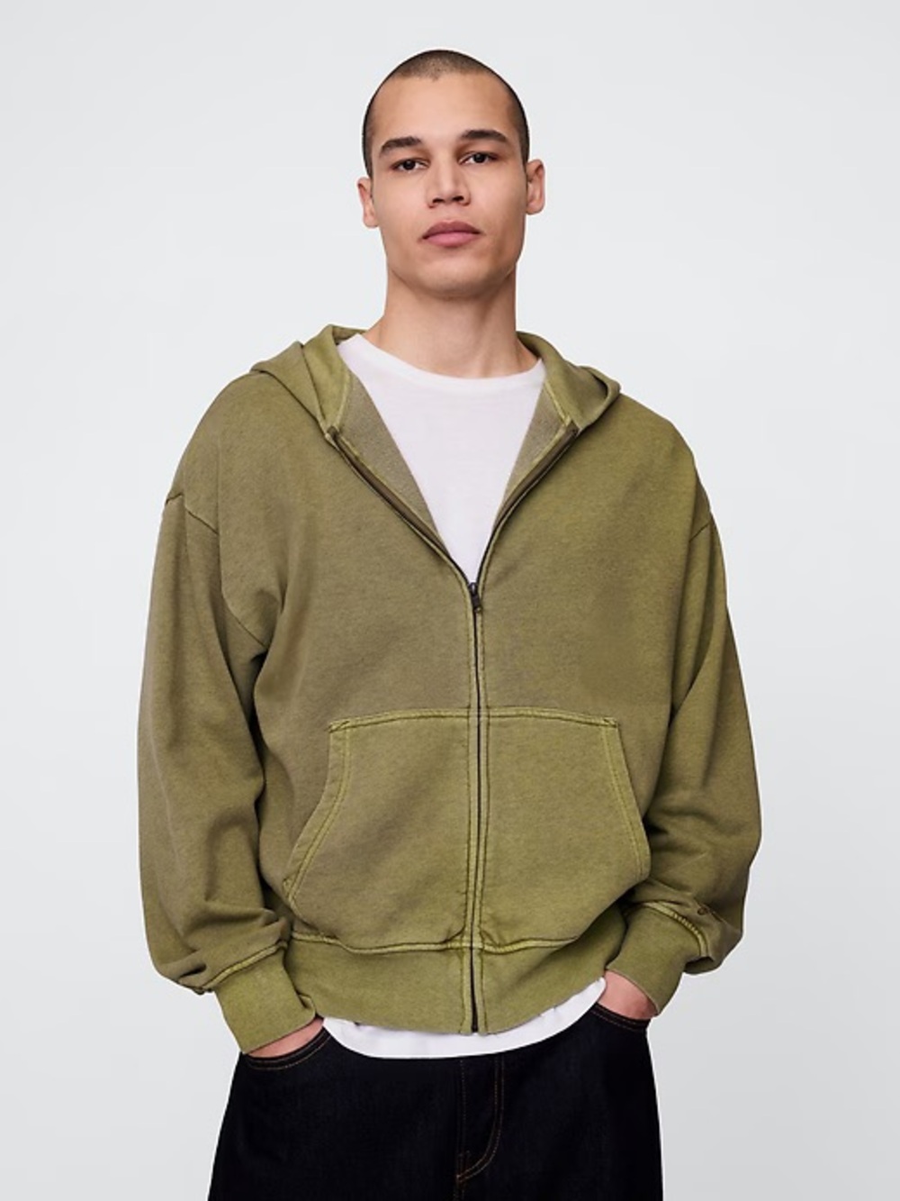 Gap Heavyweight French Terry Oversized Zip Hoodie - Men's - 'Grape Leaf'- EUC